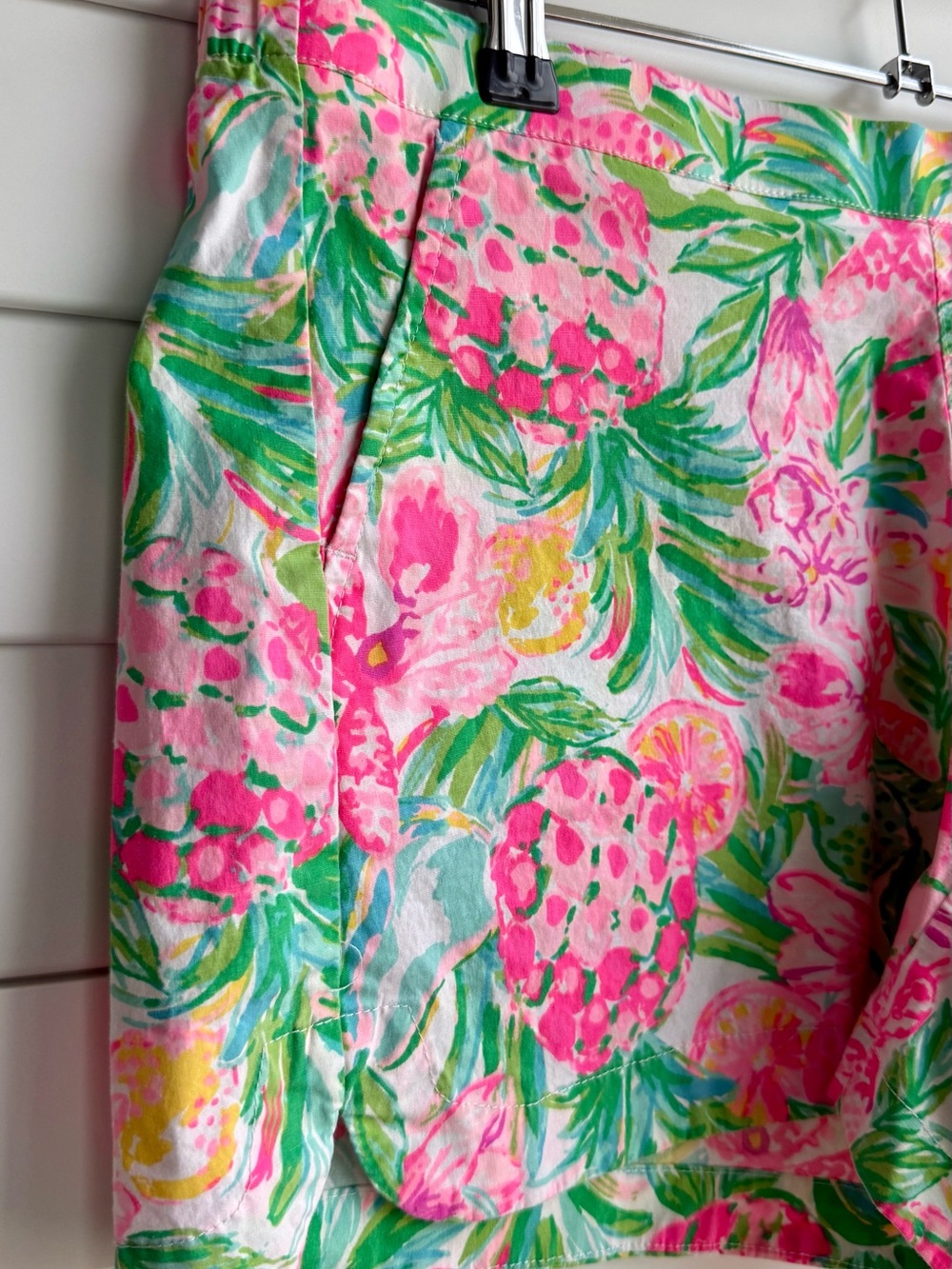 Lilly Pulitzer Pink & Green Tropical Print Bermuda Shorts | Size M - Picture 2 of 9